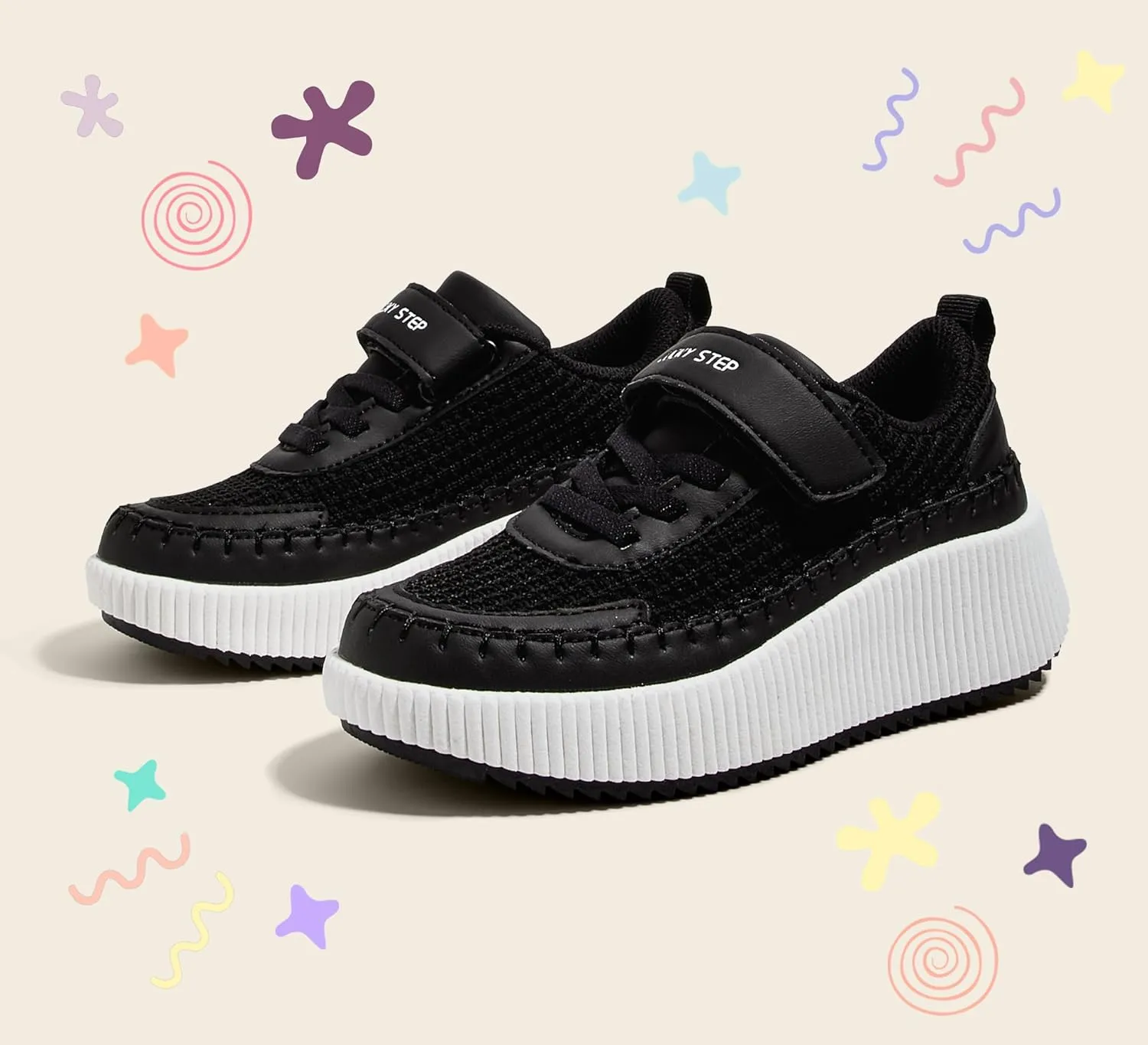 LUCKY STEP Kid's Glitter Running Sneaker Sparkly Braided Shiny Bling Princess Shoes School Athletic Walking Shoes for Children/Boys/Girls