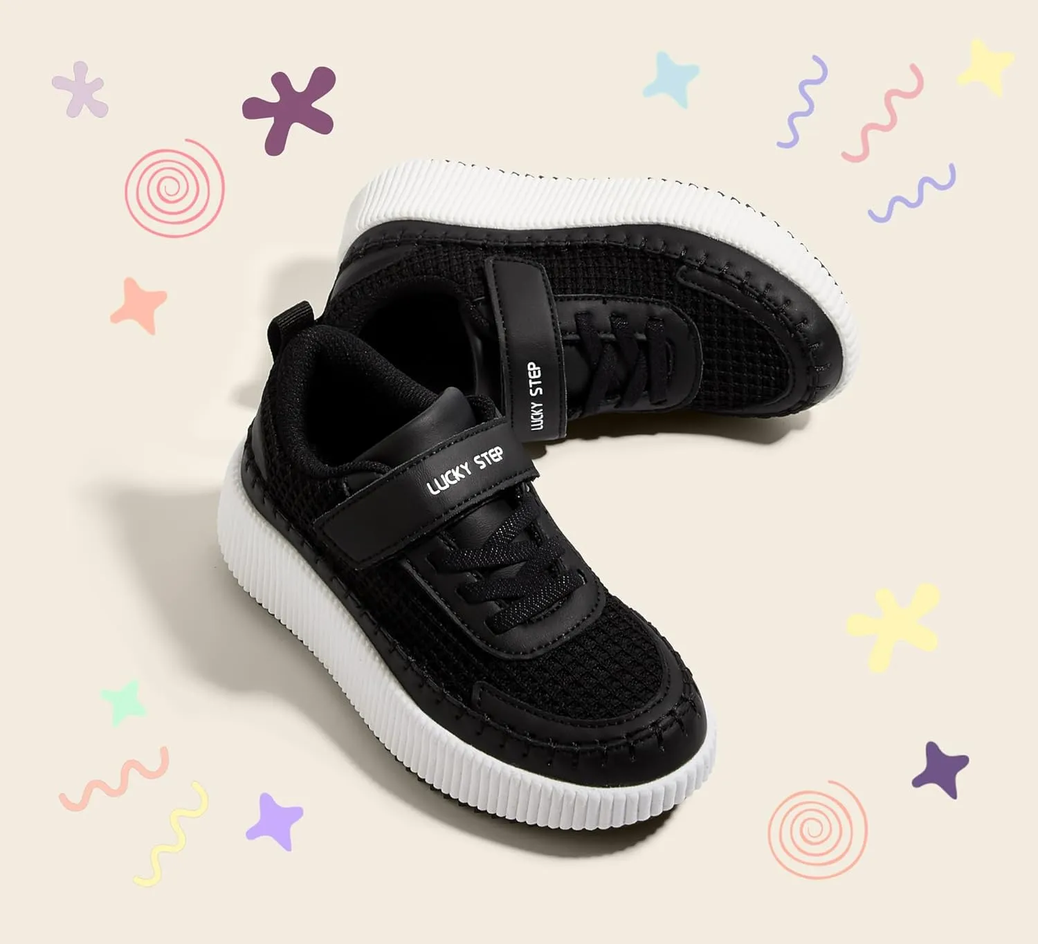 LUCKY STEP Kid's Glitter Running Sneaker Sparkly Braided Shiny Bling Princess Shoes School Athletic Walking Shoes for Children/Boys/Girls