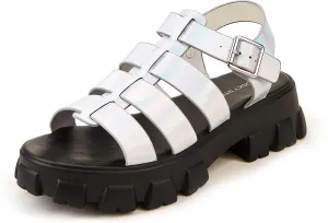 LUCKY STEP Women 's Platform Wedge Sandals Open Toe Adjustable Ankle Strap Chunky Heel