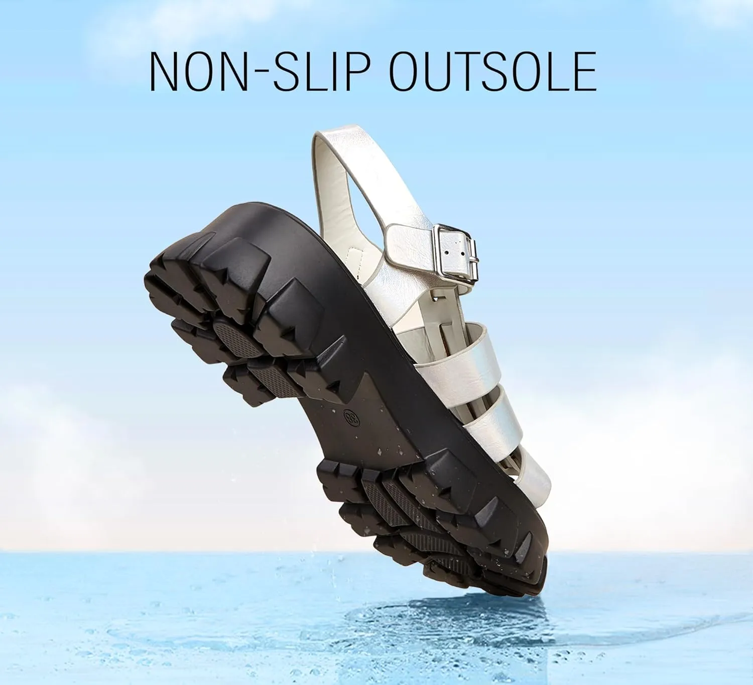 LUCKY STEP Women 's Platform Wedge Sandals Open Toe Adjustable Ankle Strap Chunky Heel