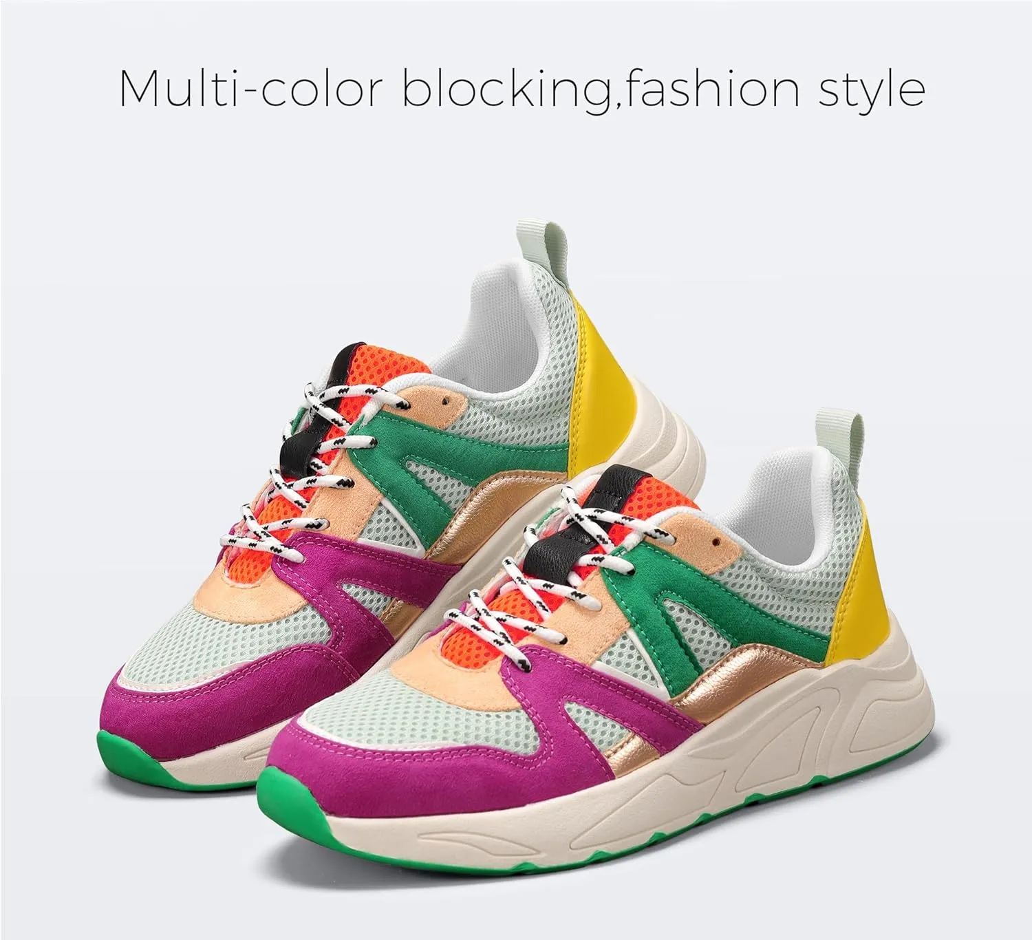 LUCKY STEP Women‘s Fashion Cusual Sneakers Platform Classic Leopard Walking Tennis Travel Shoes Chunky Colorful Lifestyle Sneakers