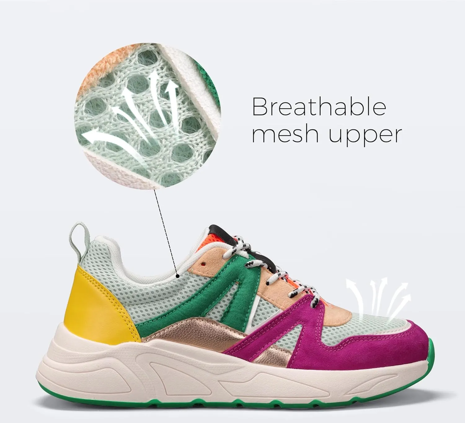LUCKY STEP Women‘s Fashion Cusual Sneakers Platform Classic Leopard Walking Tennis Travel Shoes Chunky Colorful Lifestyle Sneakers