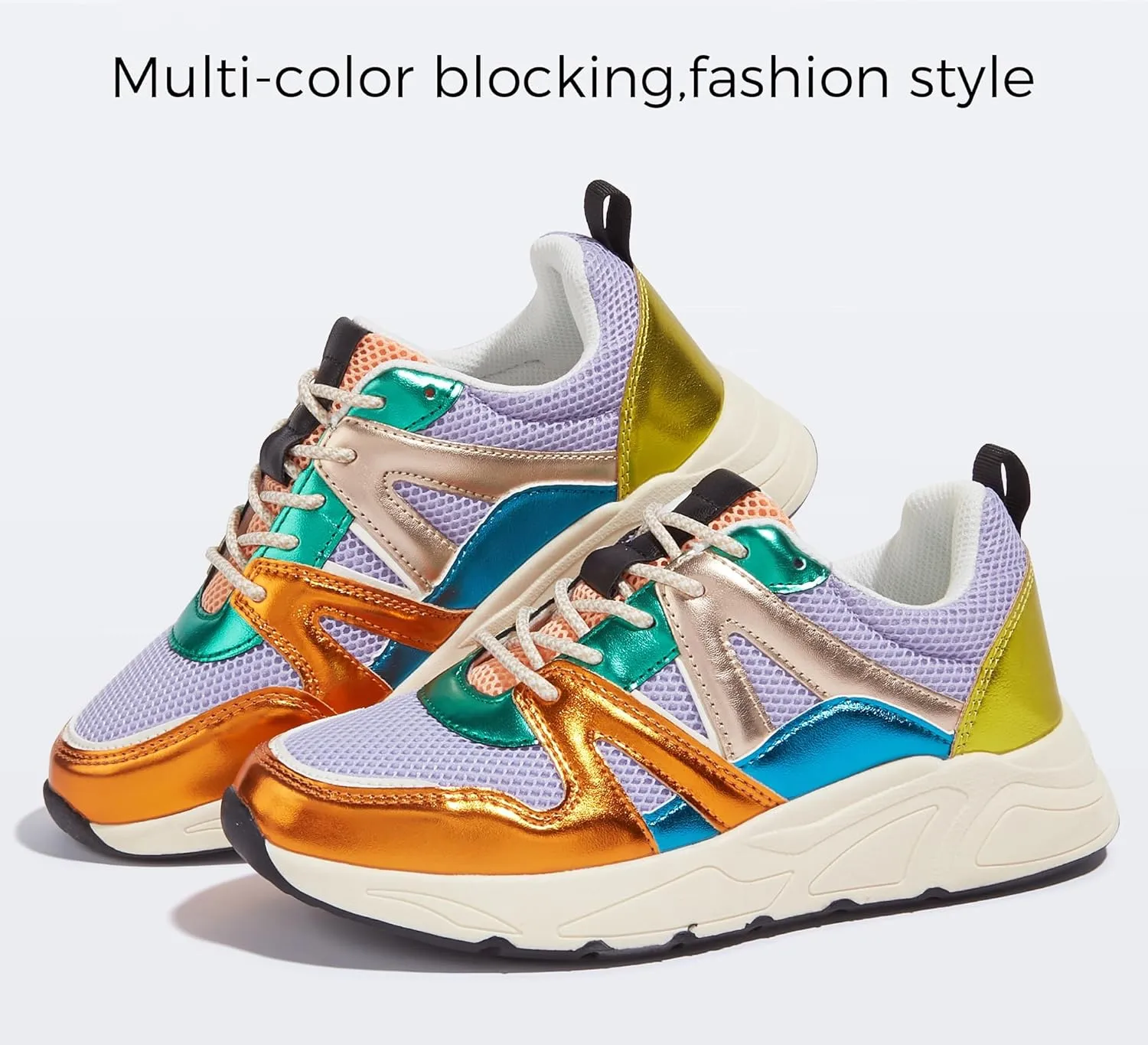 LUCKY STEP Women‘s Fashion Cusual Sneakers Platform Classic Leopard Walking Tennis Travel Shoes Chunky Colorful Lifestyle Sneakers