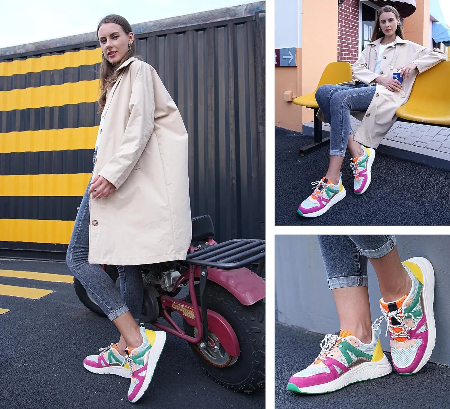 LUCKY STEP Women‘s Fashion Cusual Sneakers Platform Classic Leopard Walking Tennis Travel Shoes Chunky Colorful Lifestyle Sneakers