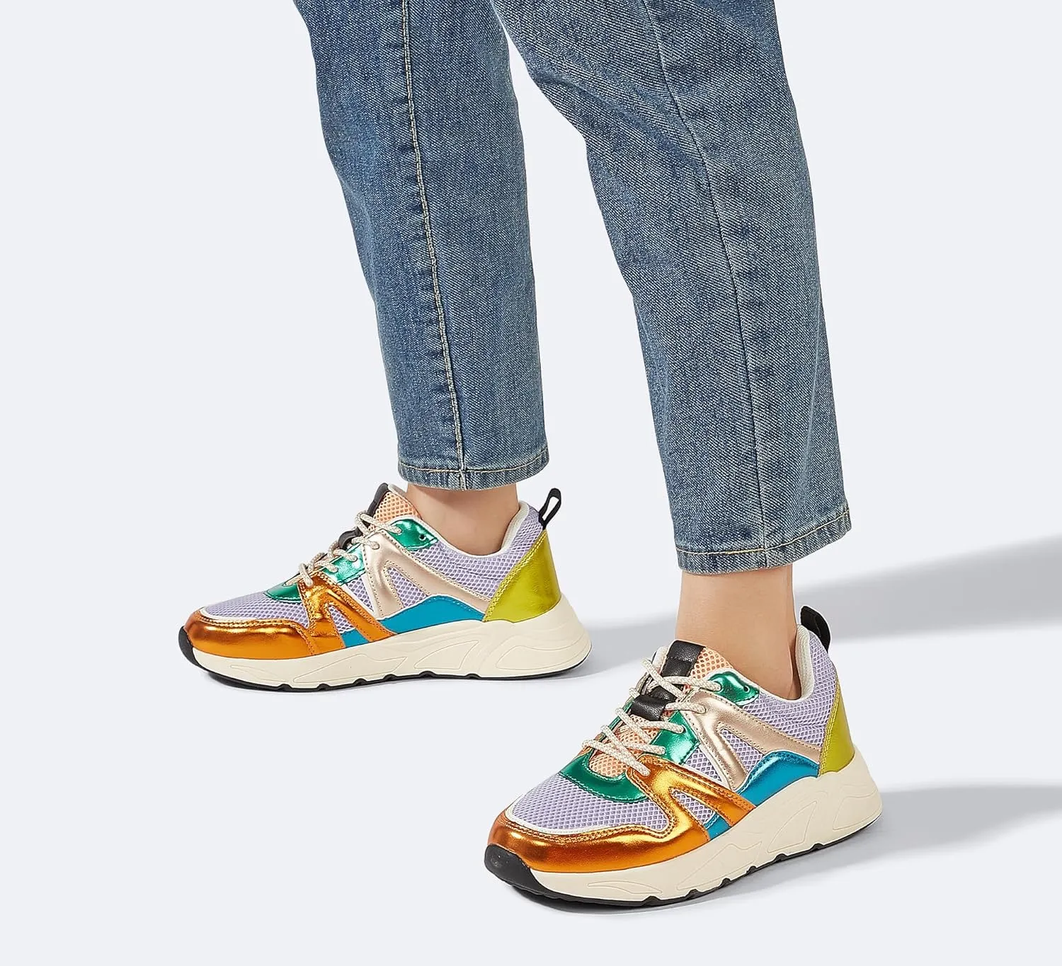 LUCKY STEP Women‘s Fashion Cusual Sneakers Platform Classic Leopard Walking Tennis Travel Shoes Chunky Colorful Lifestyle Sneakers