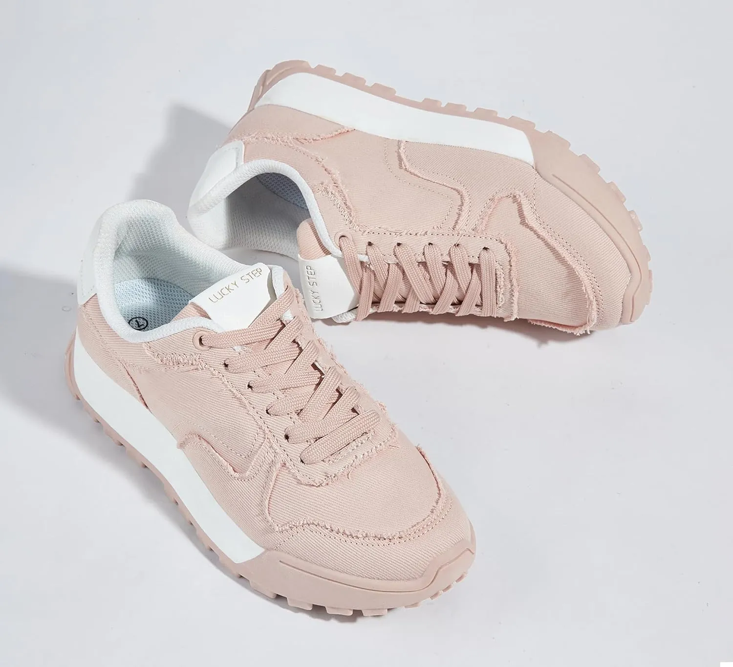 LUCKY STEP Women's Platform Canvas Sneaker Casual Lace-up Stylish Tennis Running Retro Classic Trainers Walking Fashion Sneakers