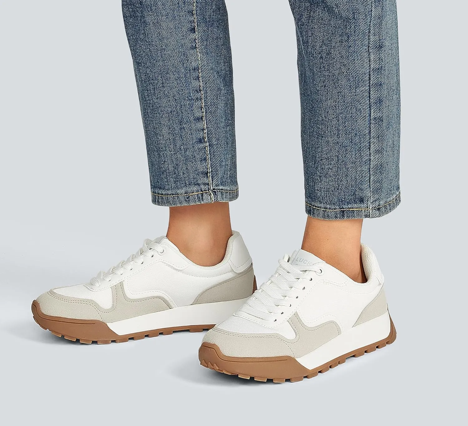 LUCKY STEP Women's Platform Canvas Sneaker Casual Lace-up Stylish Tennis Running Retro Classic Trainers Walking Fashion Sneakers