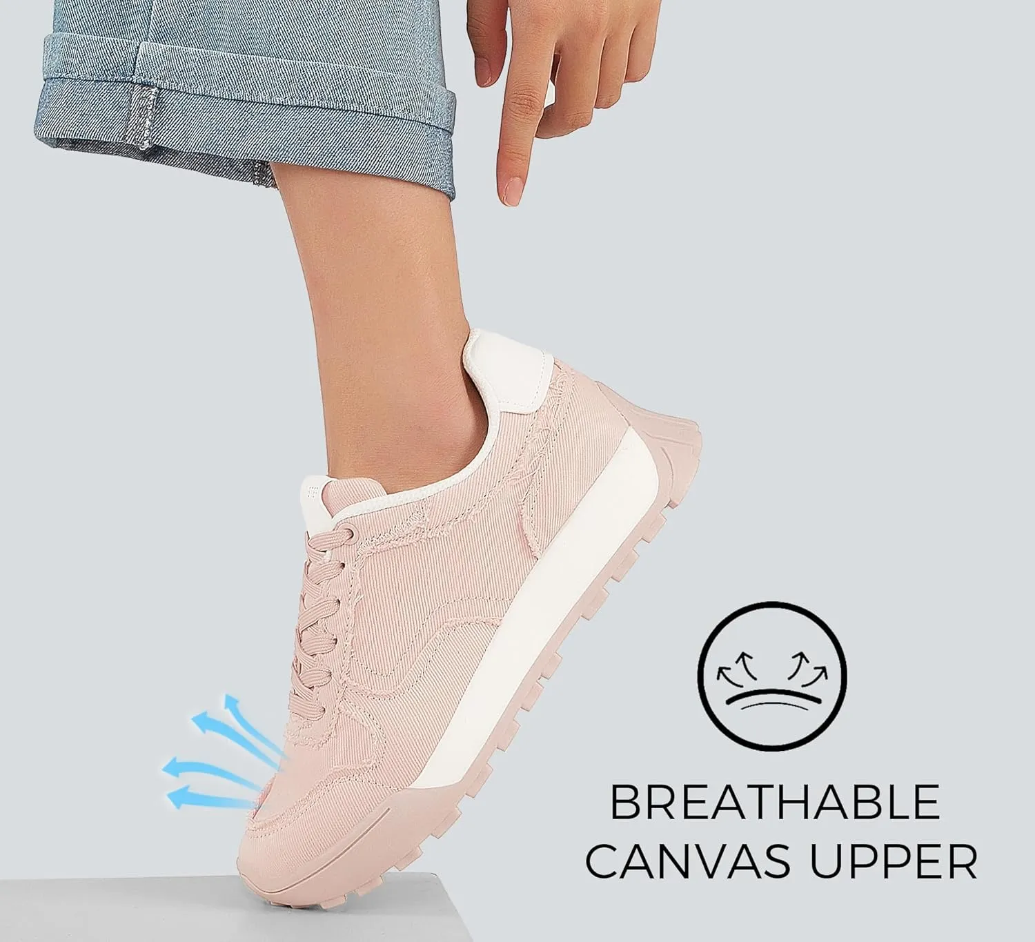 LUCKY STEP Women's Platform Canvas Sneaker Casual Lace-up Stylish Tennis Running Retro Classic Trainers Walking Fashion Sneakers