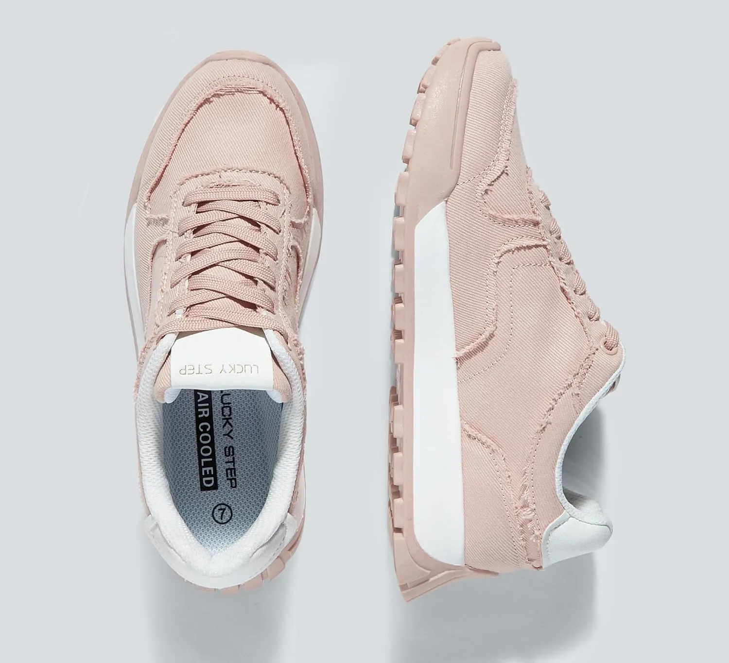LUCKY STEP Women's Platform Canvas Sneaker Casual Lace-up Stylish Tennis Running Retro Classic Trainers Walking Fashion Sneakers