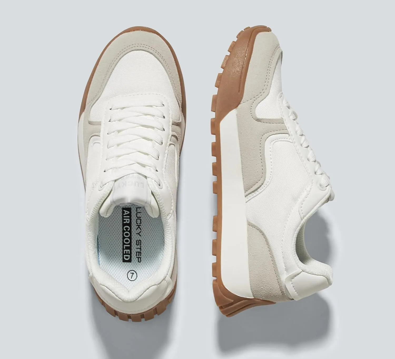 LUCKY STEP Women's Platform Canvas Sneaker Casual Lace-up Stylish Tennis Running Retro Classic Trainers Walking Fashion Sneakers