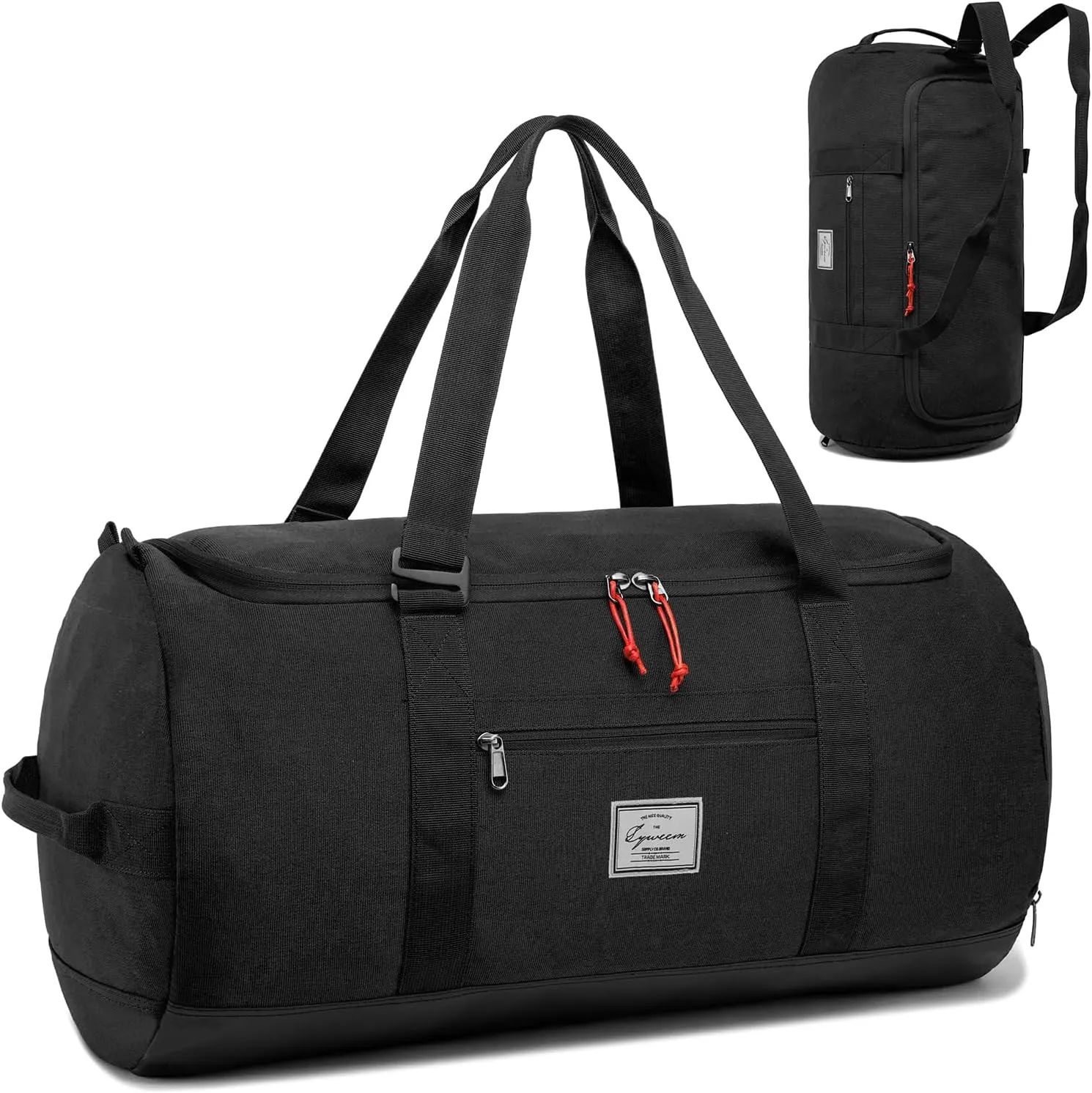 Lyweem Sports Gym Bag Men - Large 60L Travel Duffle Bag with Shoe Compartment Women, Weekender Backpack, Overnight Duffel Bag, Black