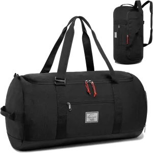 Lyweem Sports Gym Bag Men - Large 60L Travel Duffle Bag with Shoe Compartment Women, Weekender Backpack, Overnight Duffel Bag, Black