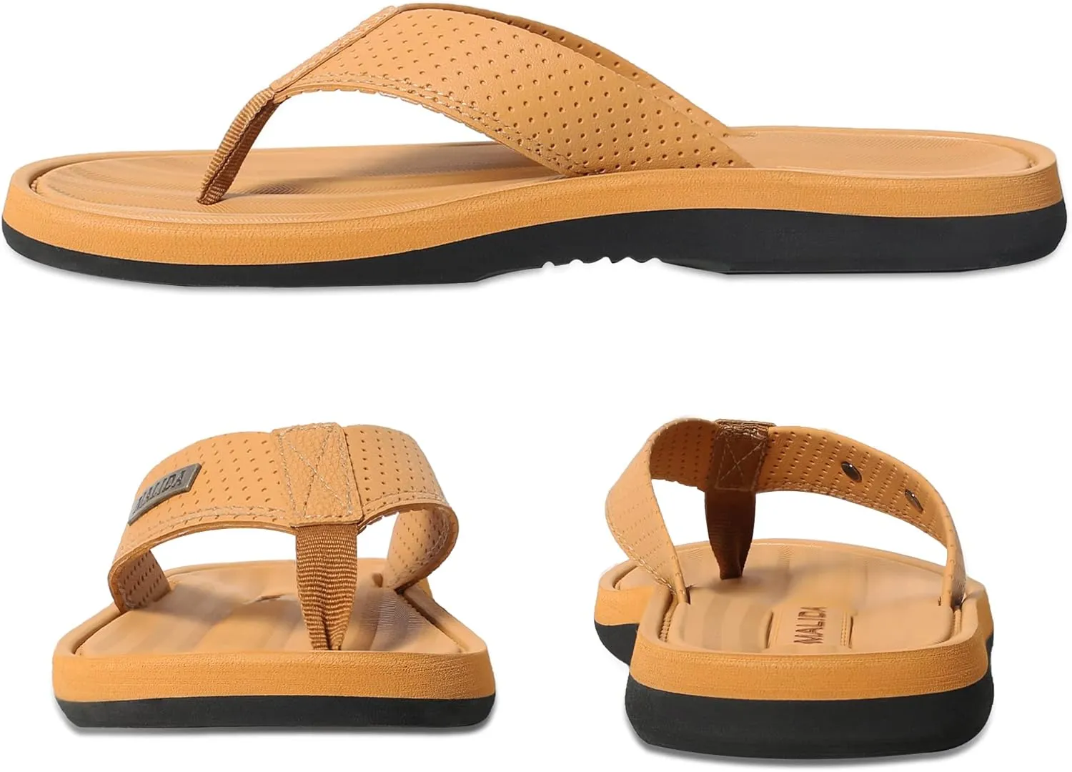 MALIDA Mens Flip Flops Non-Slip Bathroom Shower Shoes Waterproof Cushion foam Indoor and Outdoor Thong Sandals