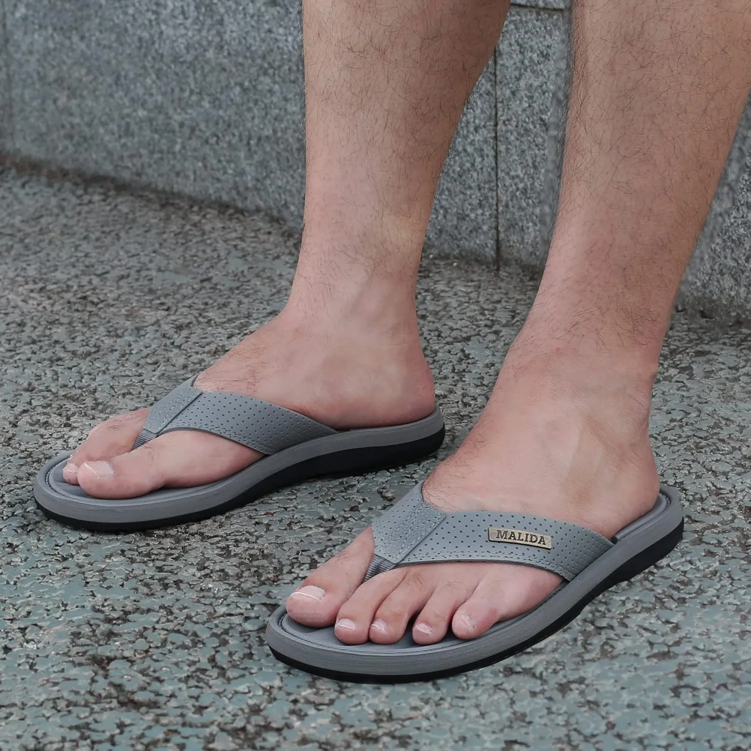MALIDA Mens Flip Flops Non-Slip Bathroom Shower Shoes Waterproof Cushion foam Indoor and Outdoor Thong Sandals