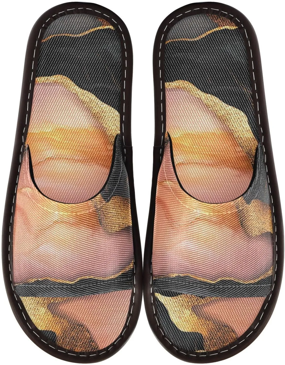 Marble Black Peach Men and Women Slippers Indoor Outdoor Ultralight Cozy Anti-slip Sandals for