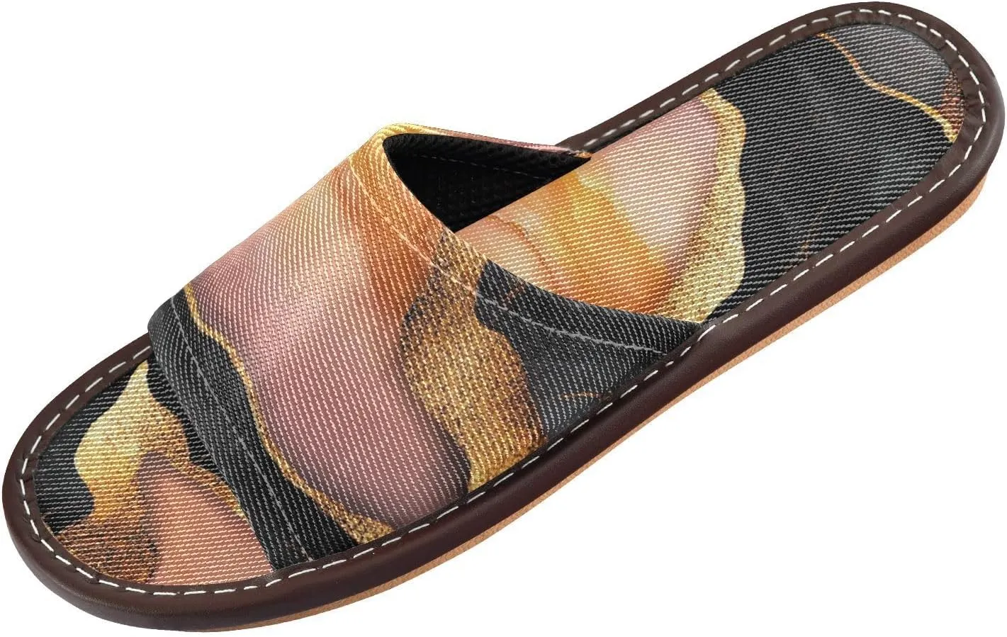 Marble Black Peach Men and Women Slippers Indoor Outdoor Ultralight Cozy Anti-slip Sandals for