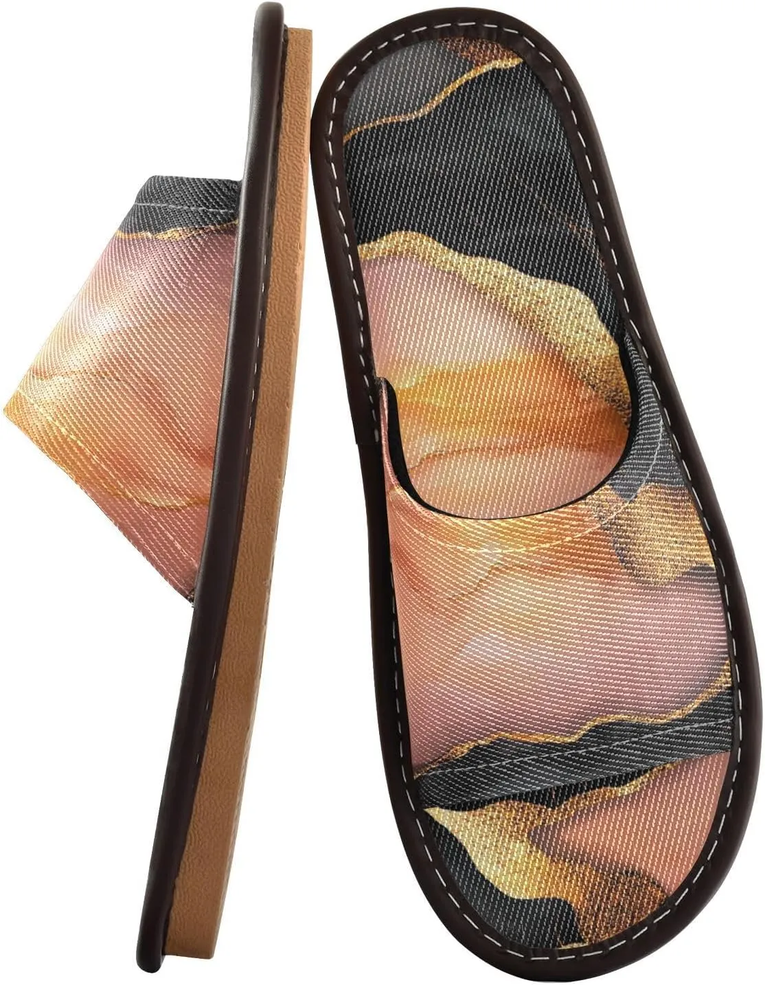 Marble Black Peach Men and Women Slippers Indoor Outdoor Ultralight Cozy Anti-slip Sandals for