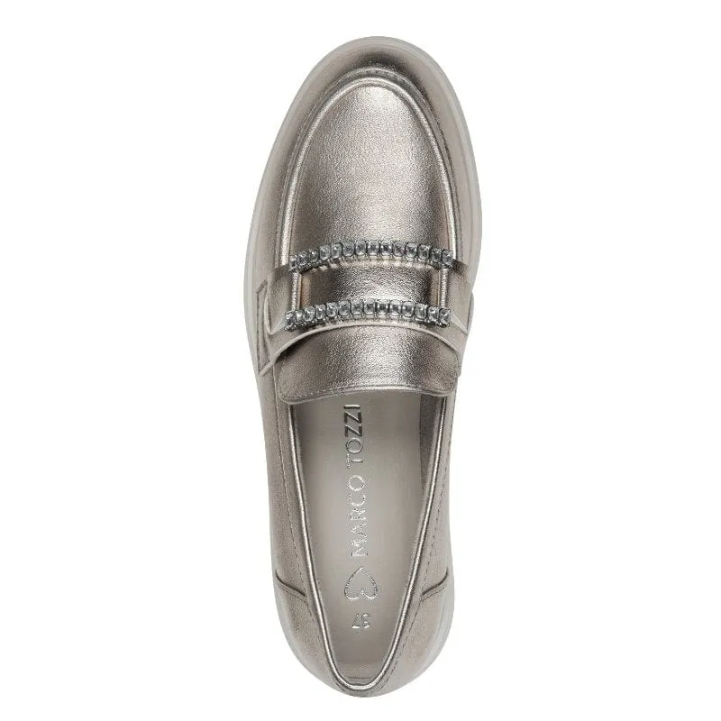 Marco Tozzi Womens Gold Platinum Loafer - 2-24701-44