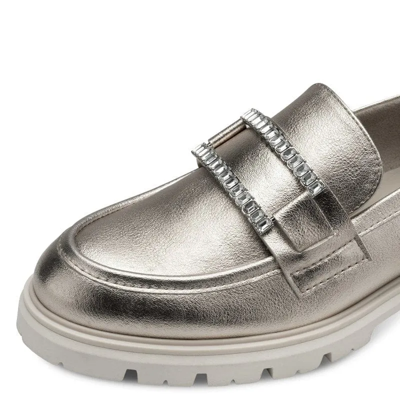 Marco Tozzi Womens Gold Platinum Loafer - 2-24701-44