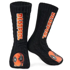 Marvel Fluffy Socks, Mens Slipper Socks - Deadpool