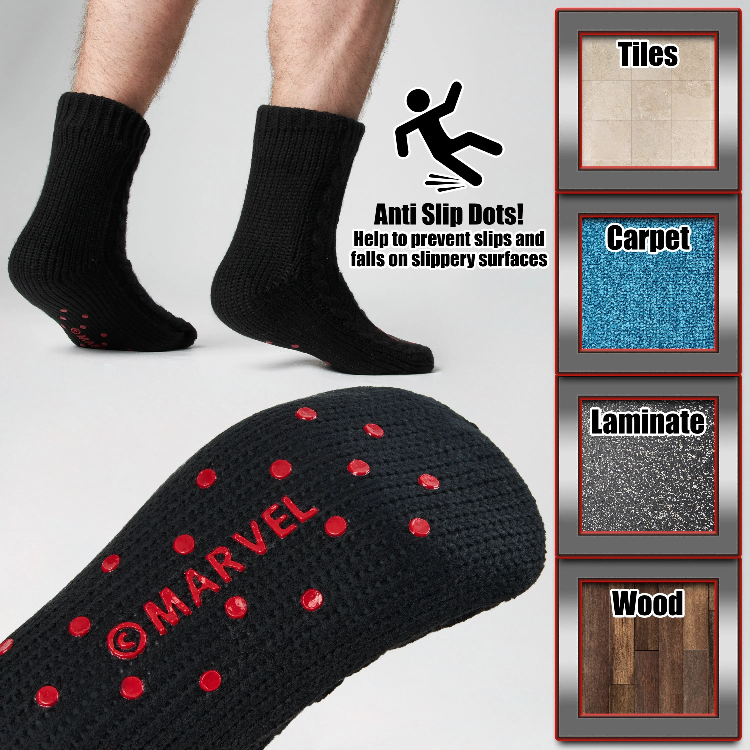 Marvel Fluffy Socks, Mens Slipper Socks - Deadpool