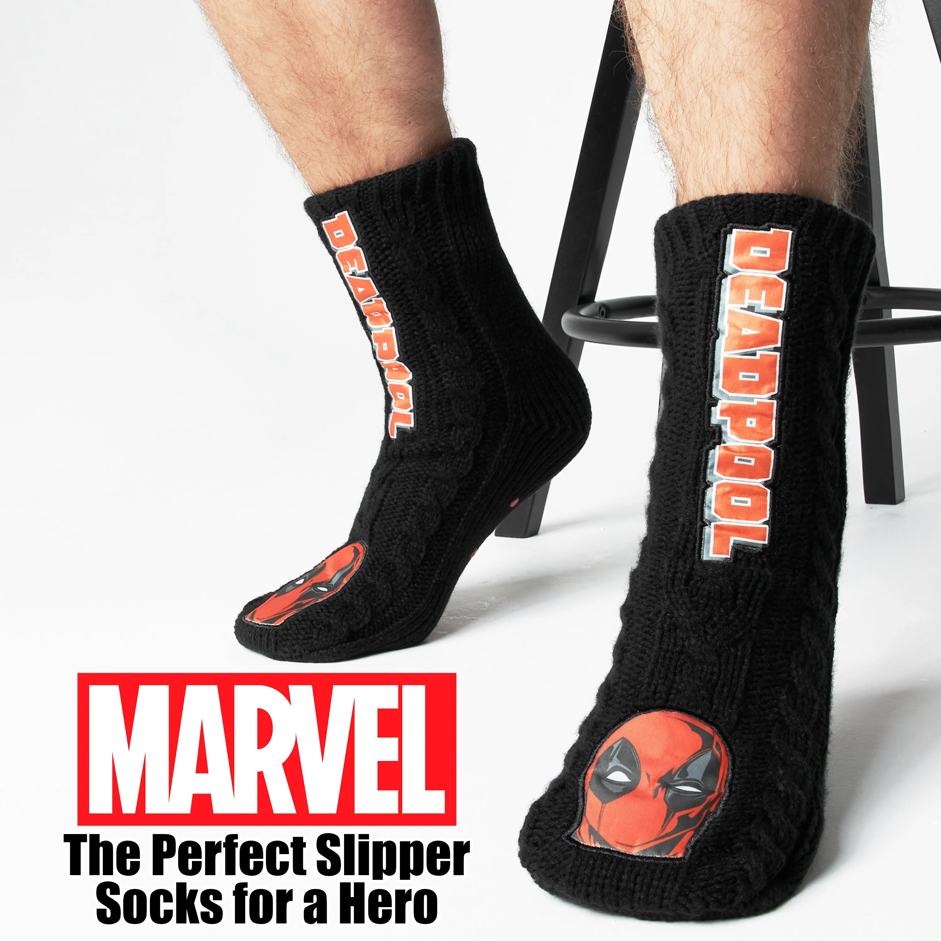 Marvel Fluffy Socks, Mens Slipper Socks - Deadpool