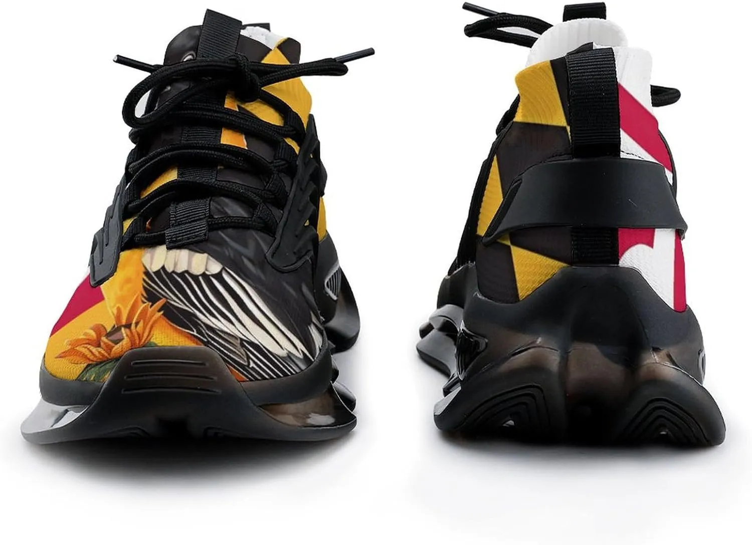 Maryland State Flag Baltimore Oriole Bird Susan Flower Men's Athletic Running Shoes Breathable Walking Sport Sneakers