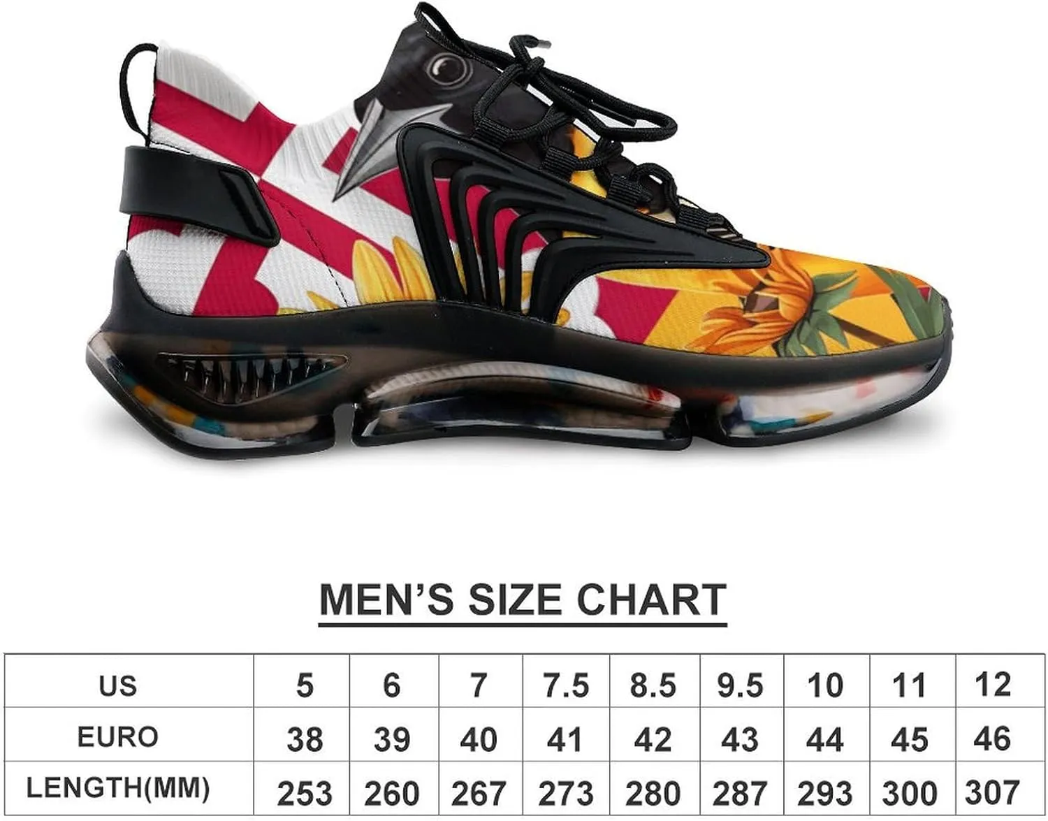Maryland State Flag Baltimore Oriole Bird Susan Flower Men's Athletic Running Shoes Breathable Walking Sport Sneakers