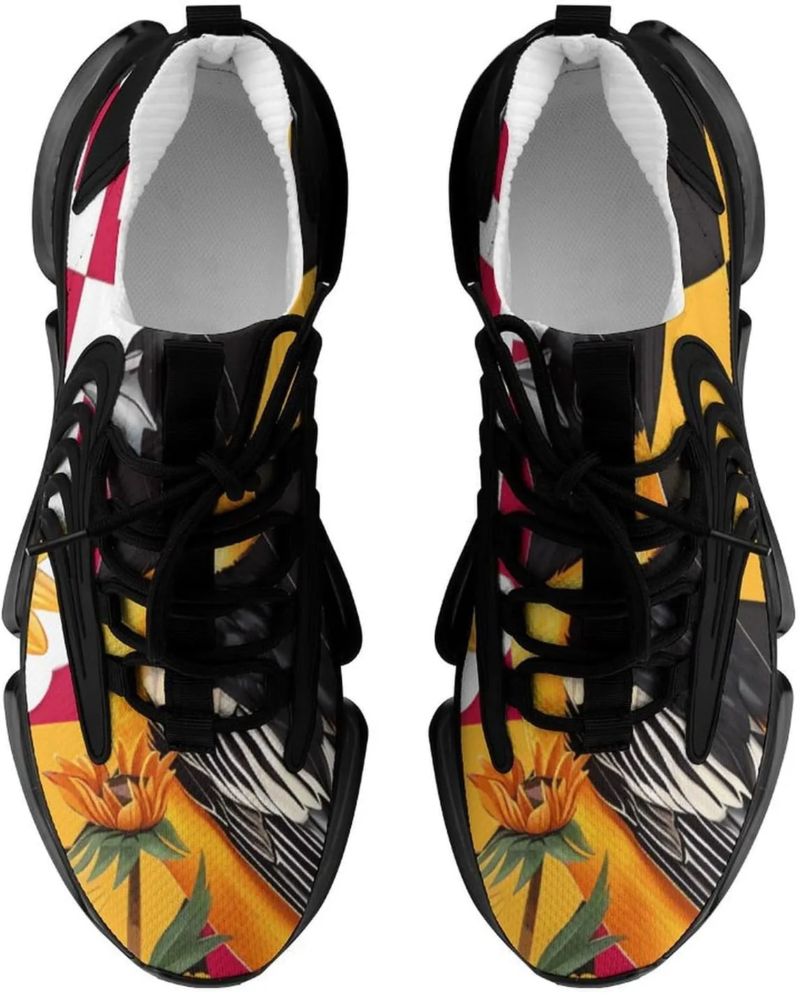 Maryland State Flag Baltimore Oriole Bird Susan Flower Men's Athletic Running Shoes Breathable Walking Sport Sneakers