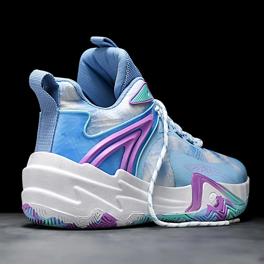 MAUGELY Men's High Top Basketball Sneakers Breathable Non Slip Student Youth Casual Comfortable Shoes