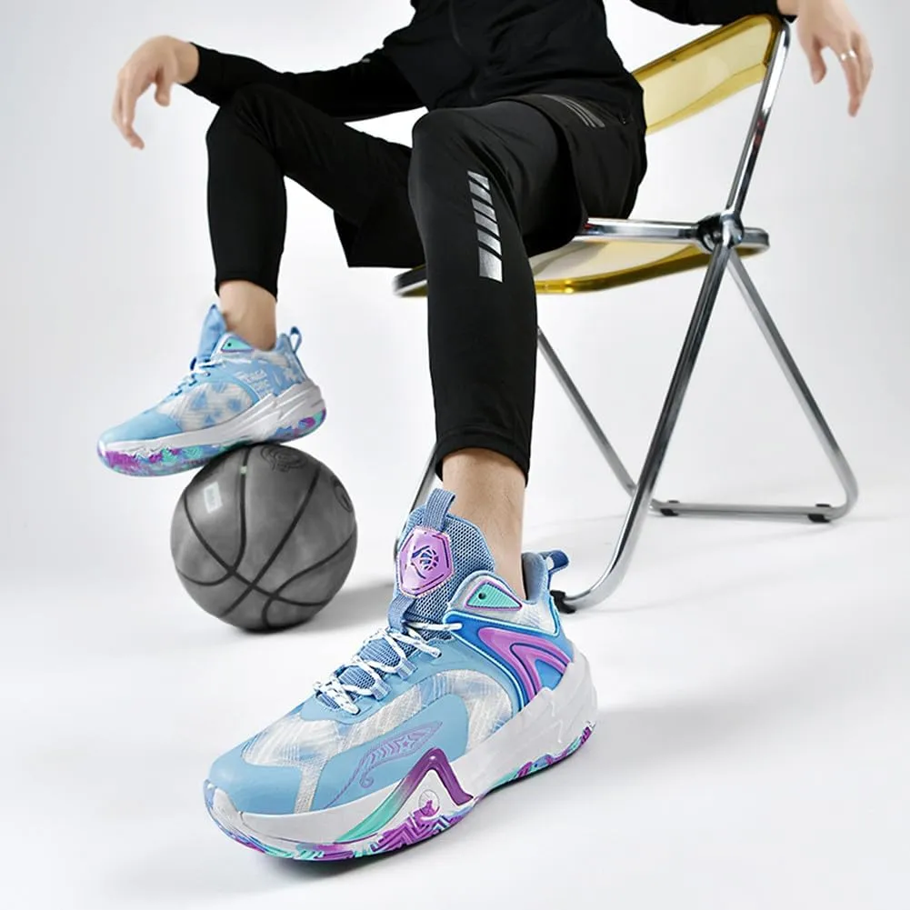 MAUGELY Men's High Top Basketball Sneakers Breathable Non Slip Student Youth Casual Comfortable Shoes