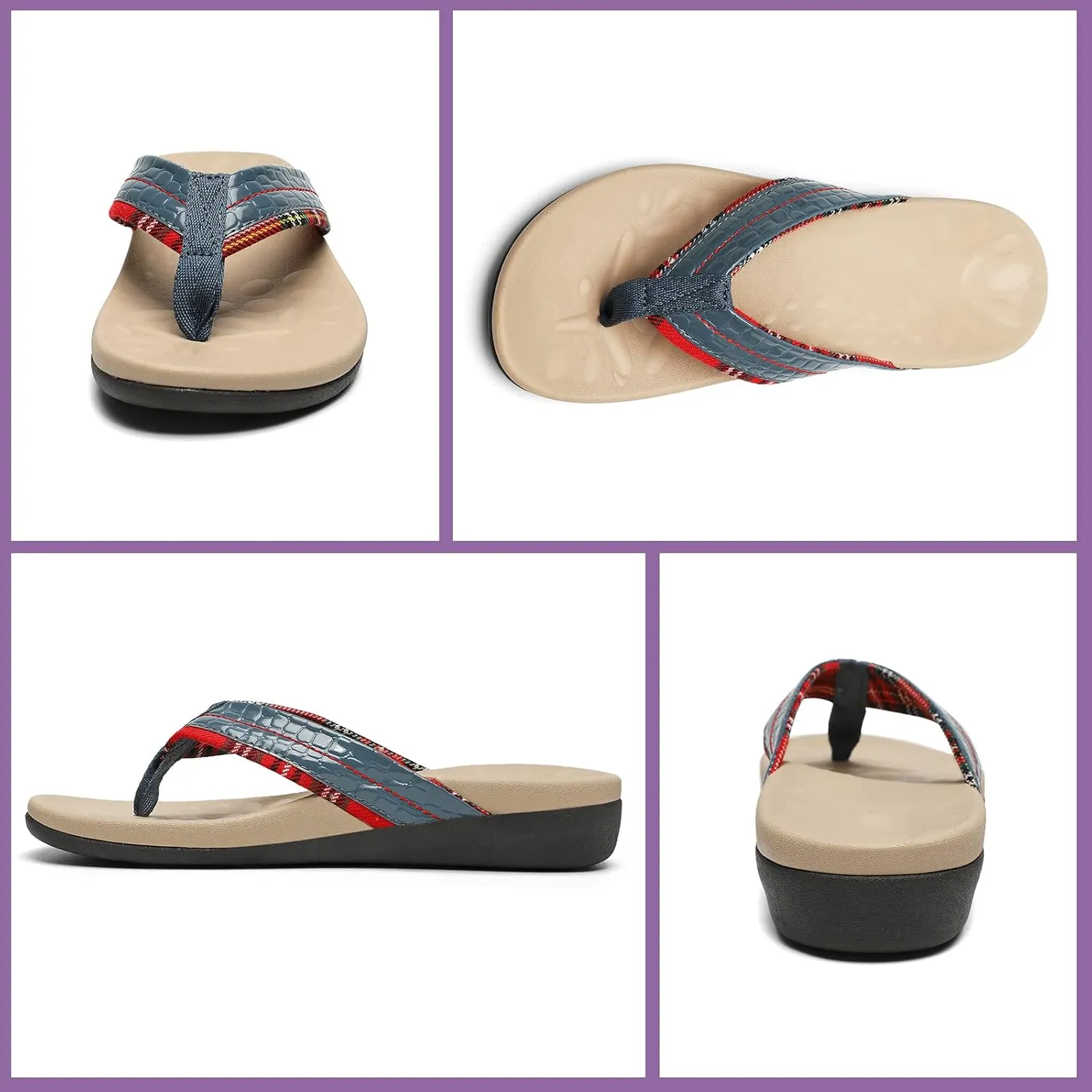 MEGNYA Orthopedic Walking Sandals with Arch Support, Casual Plantar Fasciitis Flip Flops for Flat Feet, Comfortable Cushioned Foam Slippers for Beach Summer