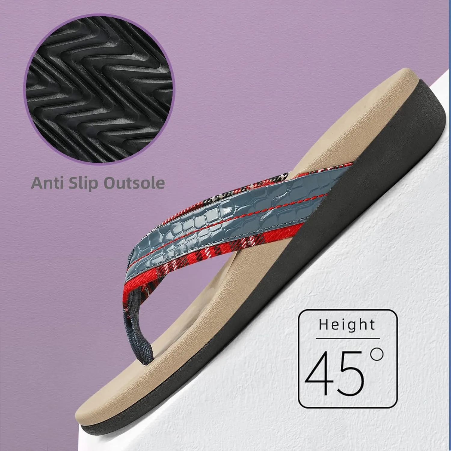 MEGNYA Orthopedic Walking Sandals with Arch Support, Casual Plantar Fasciitis Flip Flops for Flat Feet, Comfortable Cushioned Foam Slippers for Beach Summer