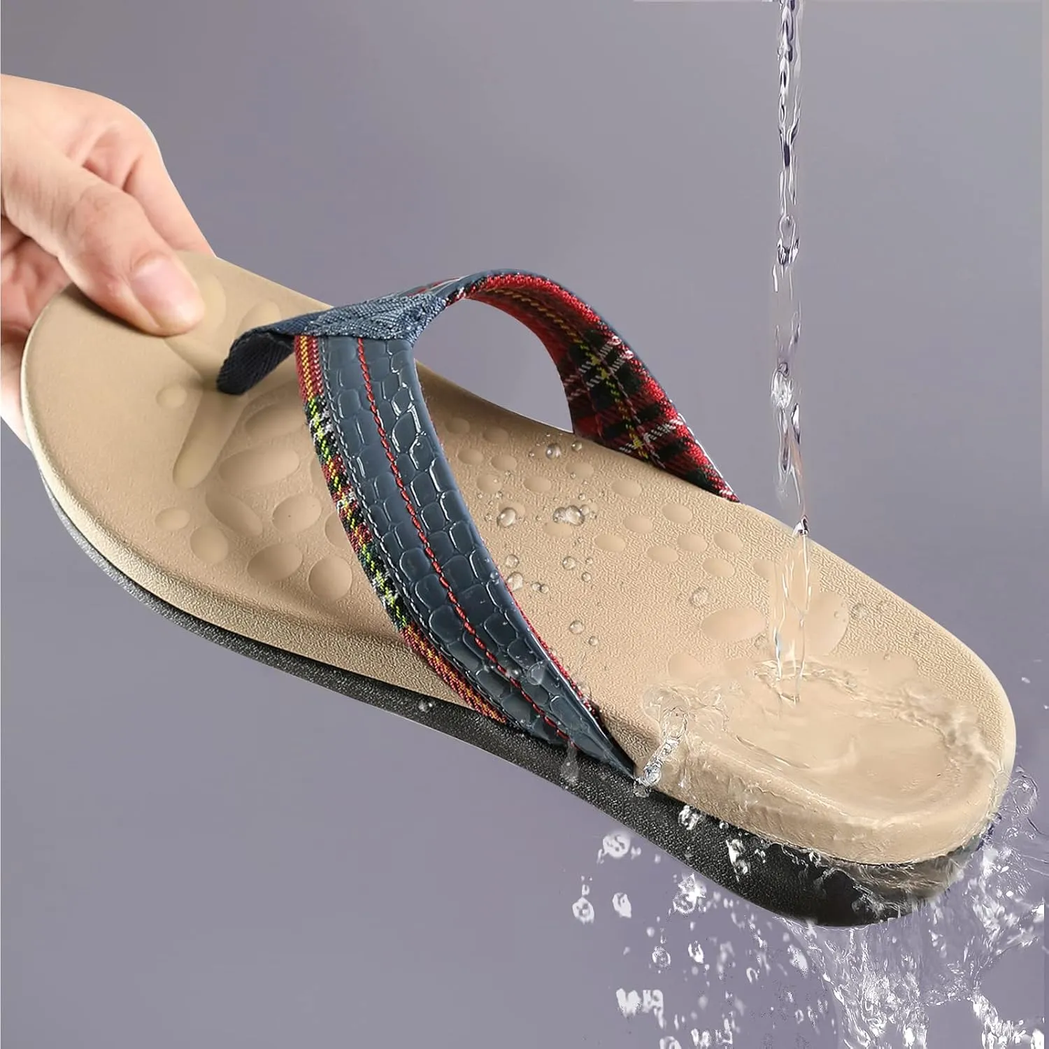 MEGNYA Orthopedic Walking Sandals with Arch Support, Casual Plantar Fasciitis Flip Flops for Flat Feet, Comfortable Cushioned Foam Slippers for Beach Summer
