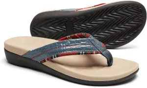 MEGNYA Orthopedic Walking Sandals with Arch Support, Casual Plantar Fasciitis Flip Flops for Flat Feet, Comfortable Cushioned Foam Slippers for Beach Summer