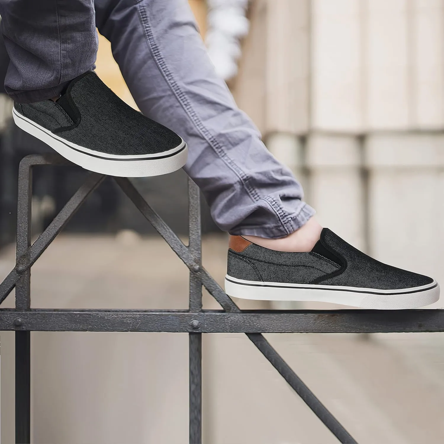 Men's Black Classic Low Top Shoes Canvas Fashion Sneaker with Soft Insole Causal Dress Shoes for Men Comfortable Walking Shoes