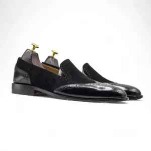 Men's Black Moccasin Shoe Black Slip-On Loafer Shoes