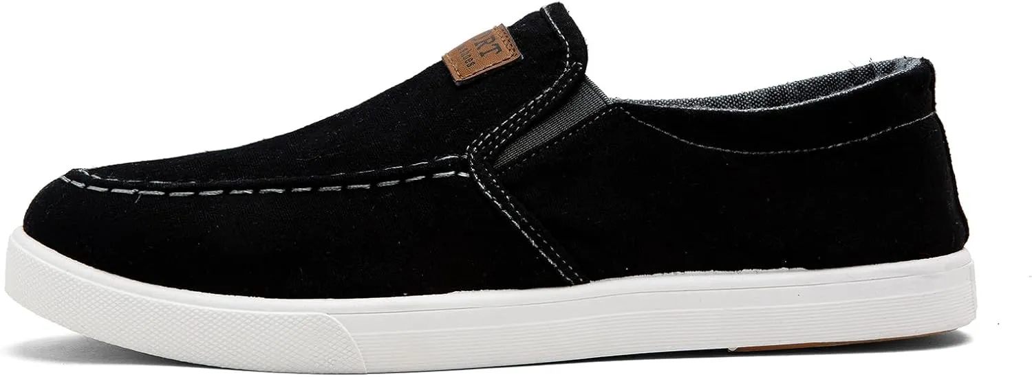 Men's classic slip on sneakers fashion low top canvas Loafers casual Boat shoes,Comfortable & Lightweight