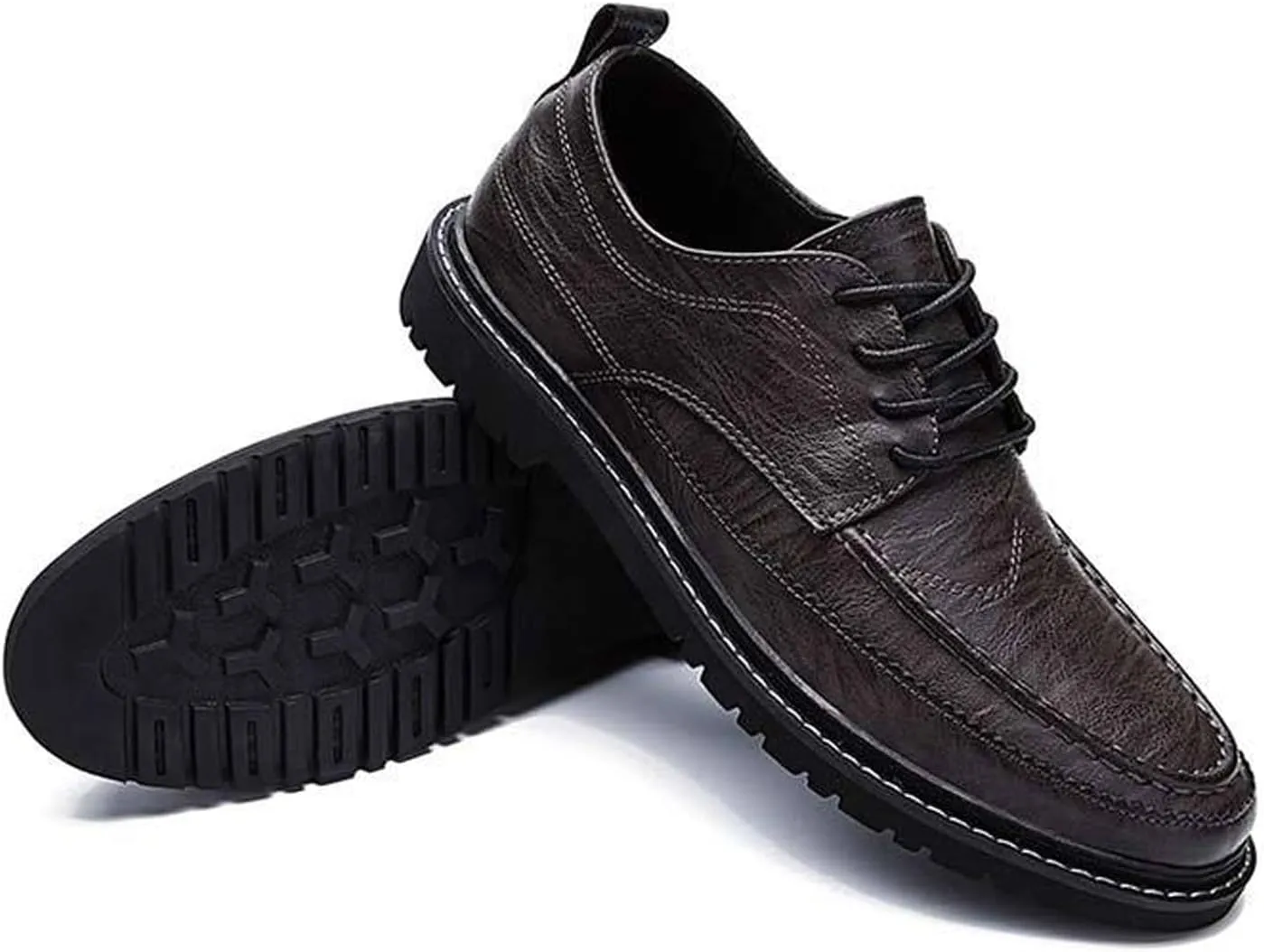 Men's Comfortable Casual Leather Oxford Slip on Lace up Wingtip Shoes Moc Toe Oxfords Business Casual Dress Tuxedo Shoes