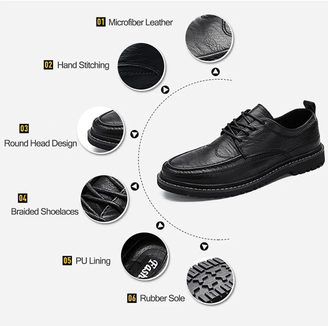 Men's Comfortable Casual Leather Oxford Slip on Lace up Wingtip Shoes Moc Toe Oxfords Business Casual Dress Tuxedo Shoes