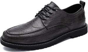 Men's Comfortable Casual Leather Oxford Slip on Lace up Wingtip Shoes Moc Toe Oxfords Business Casual Dress Tuxedo Shoes