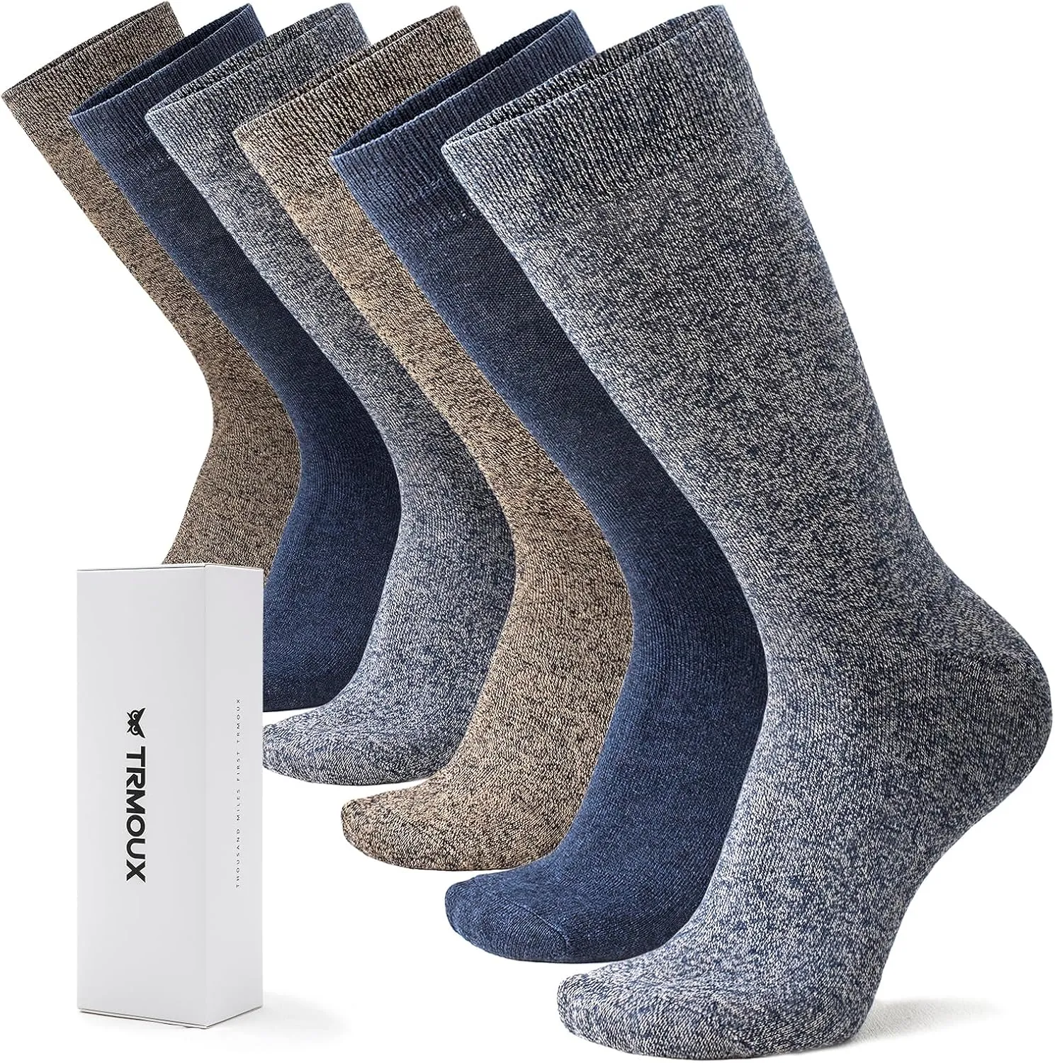 Mens Dress Socks Diabetic Socks for Men Colored Cotton Crew Thin Extra Wide Non-Binding Soft Breathable, 6-Pack