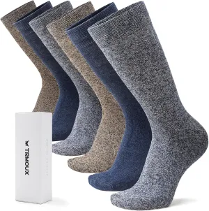 Mens Dress Socks Diabetic Socks for Men Colored Cotton Crew Thin Extra Wide Non-Binding Soft Breathable, 6-Pack