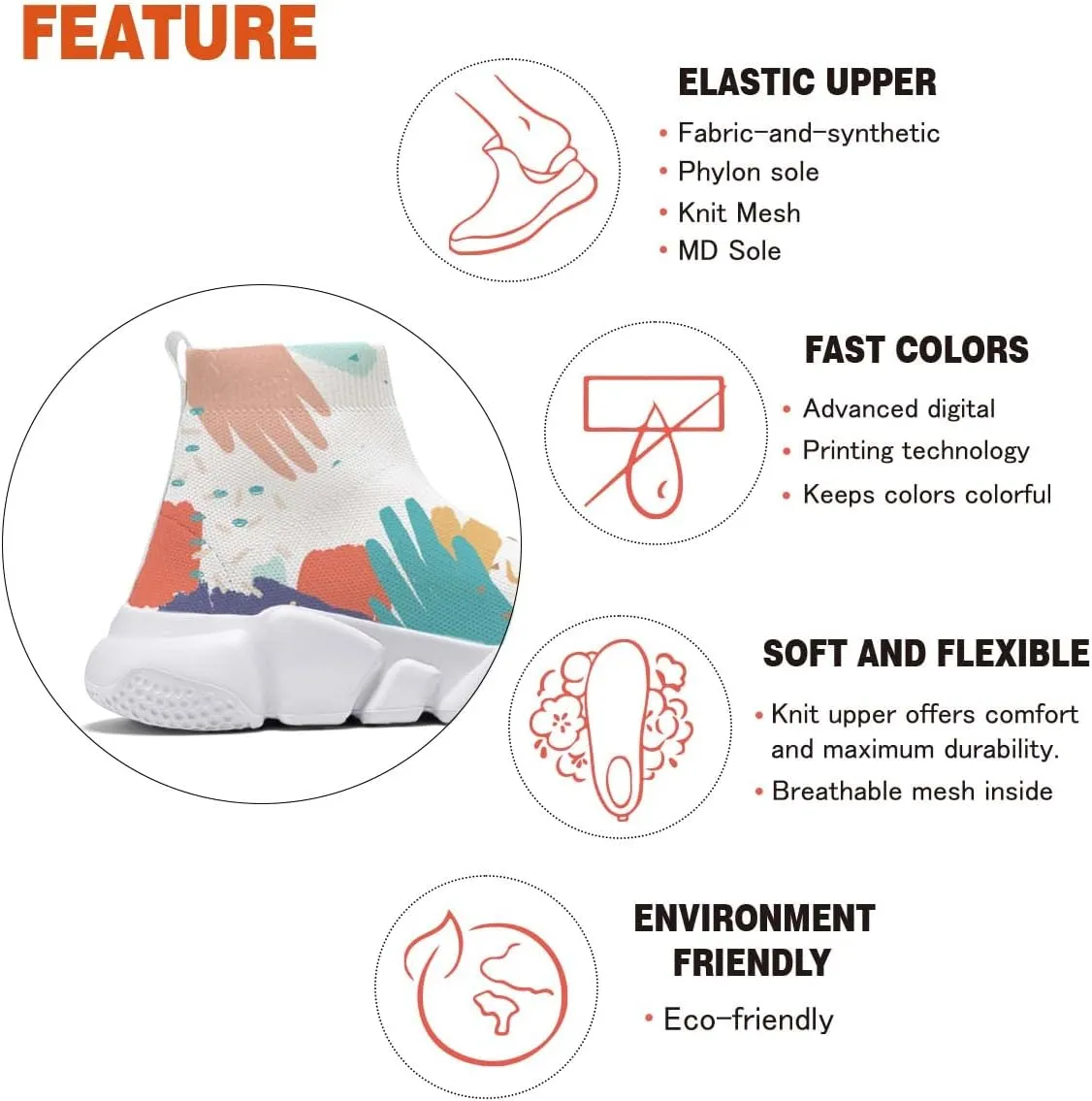 Men's Fashion Graffiti Shoes - Plus Size Tennis Trainers Abstract Art Sock Sneakers for Women