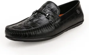 Mens Genuine Leather Slip On Loafers Comfortable Casual Driving Moccasins Brathable Loafer Dress Shoes…