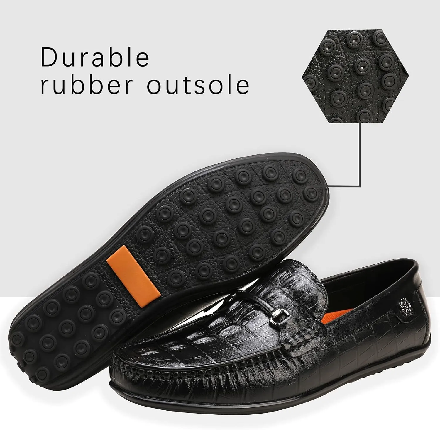 Mens Genuine Leather Slip On Loafers Comfortable Casual Driving Moccasins Brathable Loafer Dress Shoes…