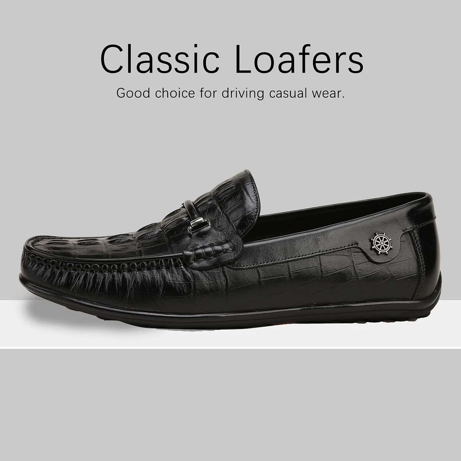 Mens Genuine Leather Slip On Loafers Comfortable Casual Driving Moccasins Brathable Loafer Dress Shoes…