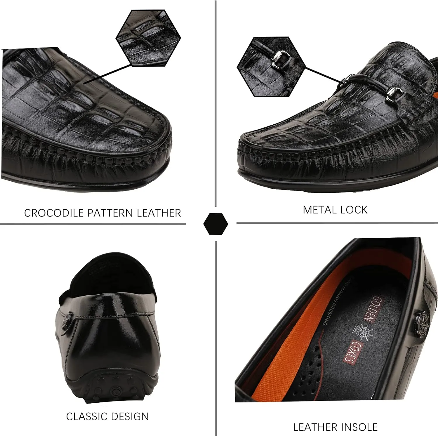 Mens Genuine Leather Slip On Loafers Comfortable Casual Driving Moccasins Brathable Loafer Dress Shoes…