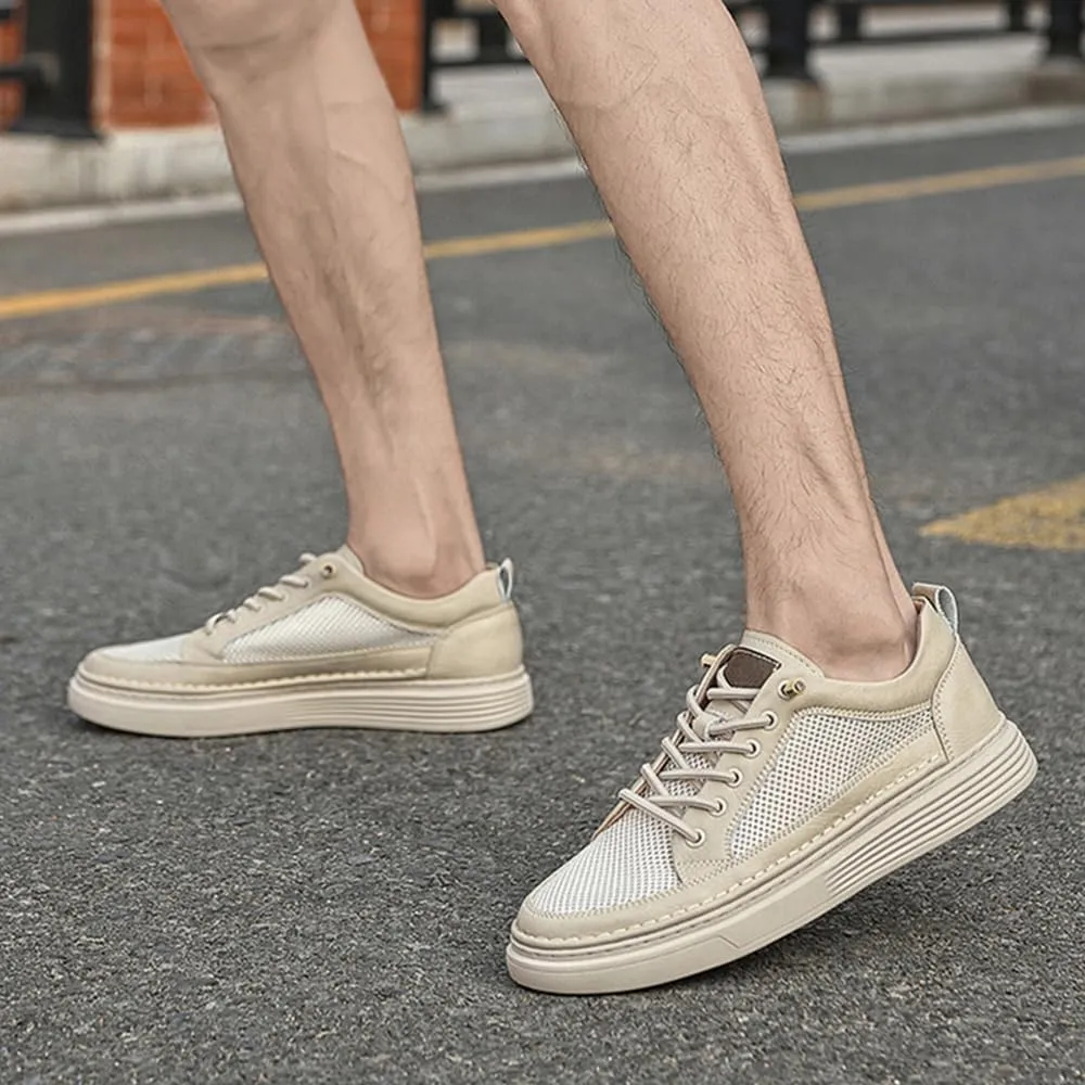 Men's Invisible Height Increasing Shoes Non-Slip Soft Sole Lace-Up Fashion Sneaker 2.36 Inches Taller Casual Sneakers Dress Shoes