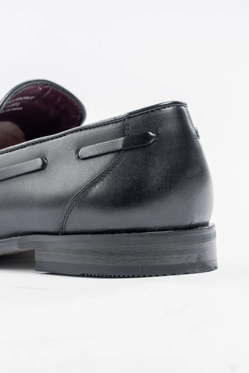 Men's Leather Slip On Tassel Loafer - FREEMONT - Black